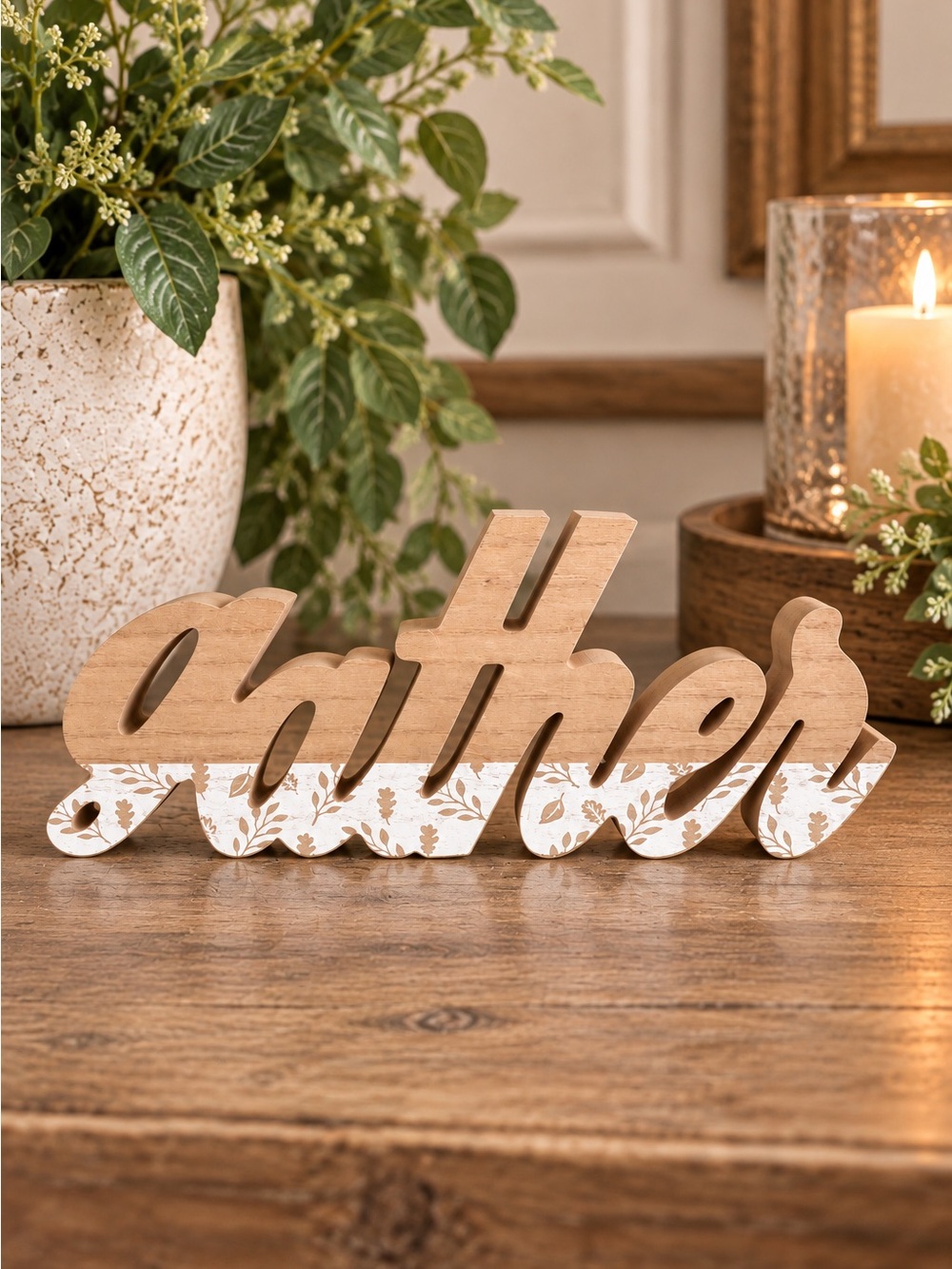 Gather Wooden Home Decor Sign